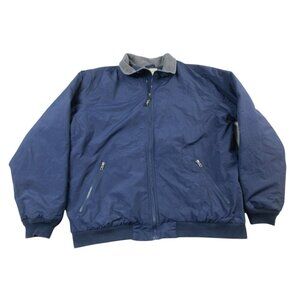L.L. Bean Bomber Jacket Mens XLT Navy Fleece Lined Ribbed Hem & Cuff Full Zipper